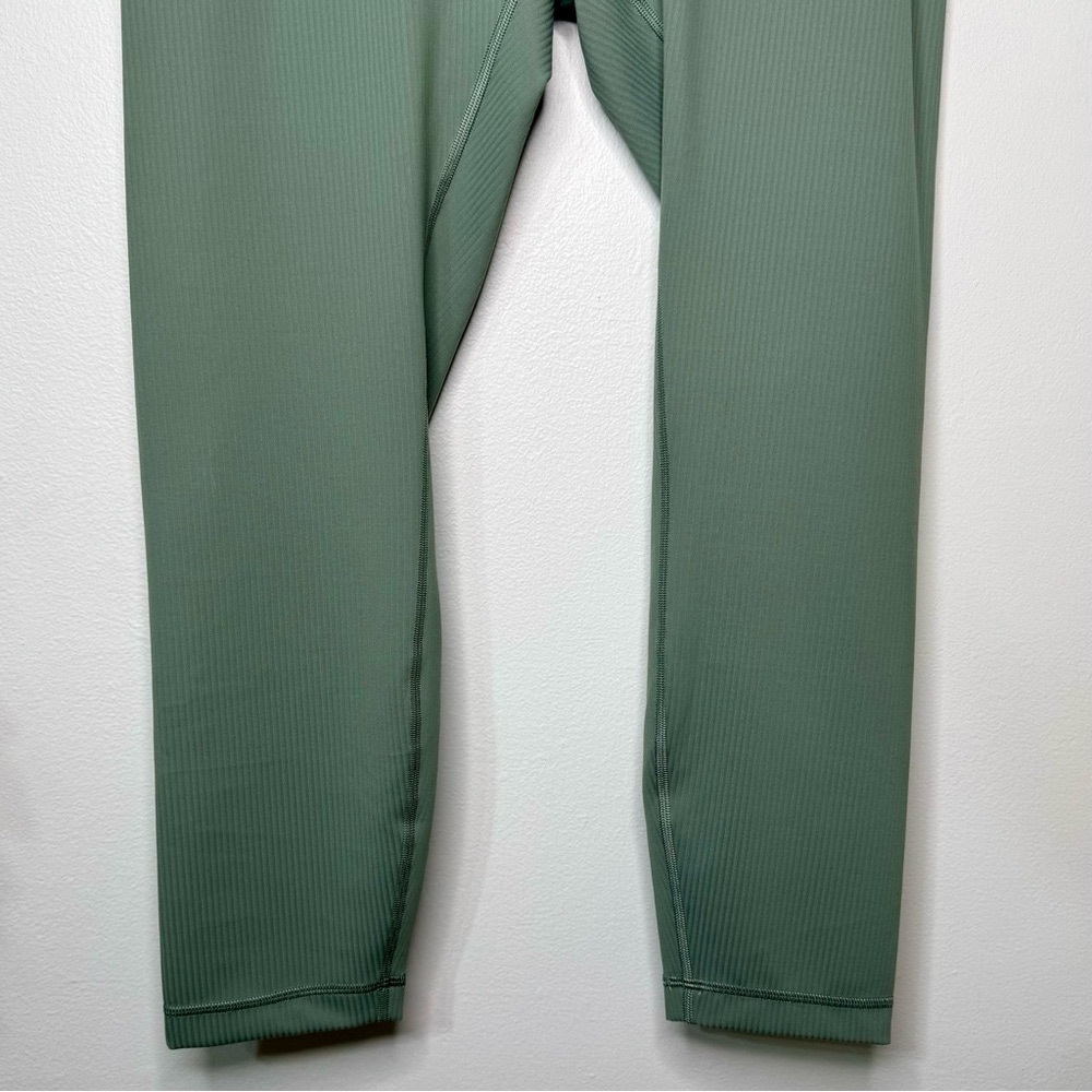 Lululemon Wunder Train Ribbed High Rise Tight Leggings Grey Eucalyptus 12 14 NWT - Picture 7 of 12